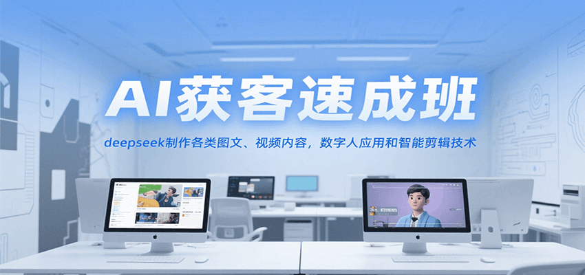 AI获客速成班，deepseek制作各类图文、视频内容，数字人应用和智能剪辑技术-靠谱项目库