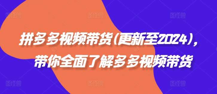 拼多多视频带货(更新至2024)，带你全面了解多多视频带货-靠谱项目库