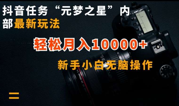 抖音任务“元梦之星”内部最新玩法，新手小白无脑操作，轻松月入10000+【揭秘】-靠谱项目库