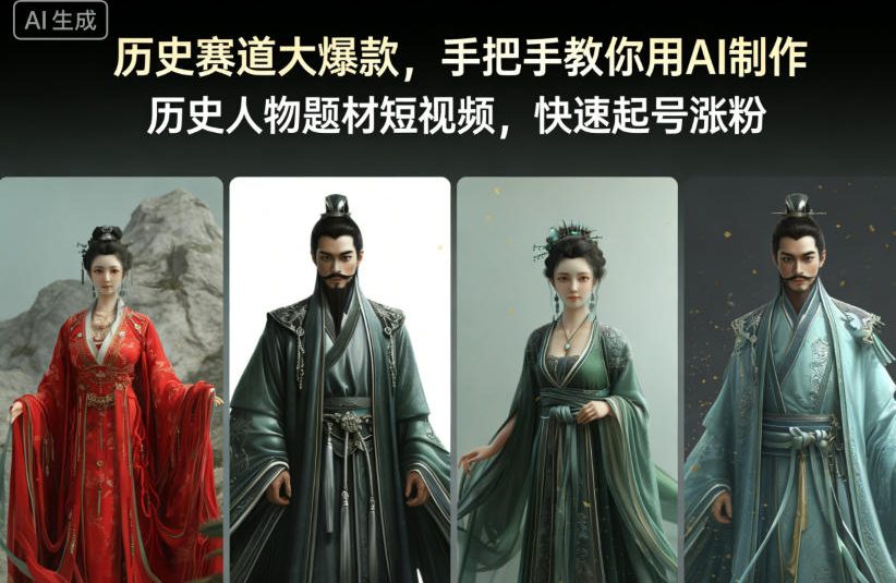 历史赛道大爆款，手把手教你用AI制作历史人物题材短视频，快速起号涨粉-靠谱项目库