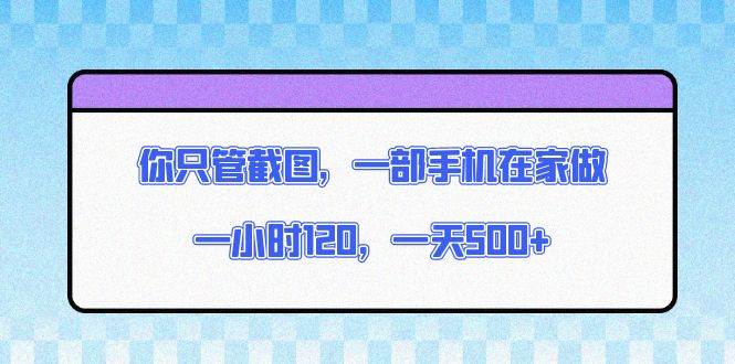 (13785期)你只管截图,一部手机在家做,一小时120,一天500+-靠谱项目库