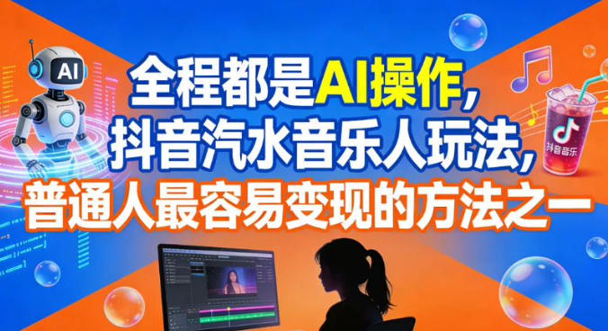 全程都是AI操作，抖音汽水音乐人玩法，普通人最容易变现的方法之一-靠谱项目库