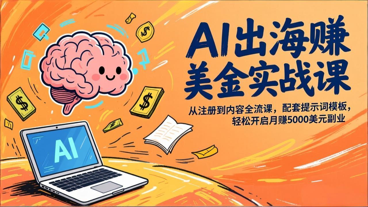 AI出海赚美金实战课，从注册到内容全流程，配套提示词模板，轻松开启月赚5000美元副业-靠谱项目库