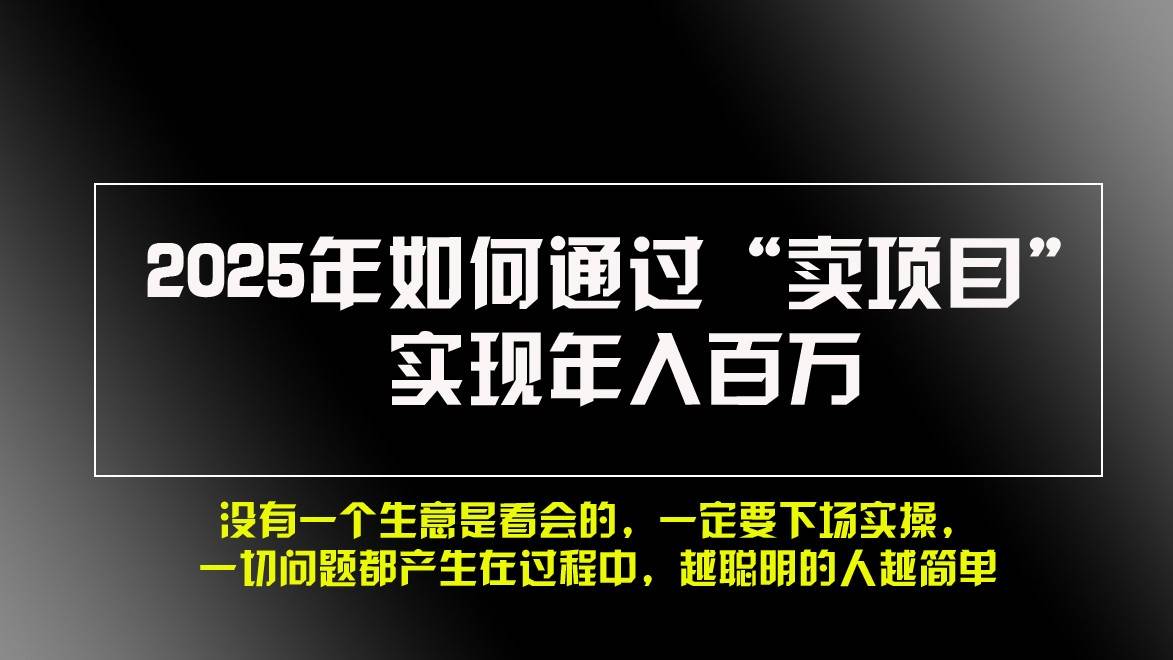 2025年如何通过“卖项目”实现年入百万-靠谱项目库