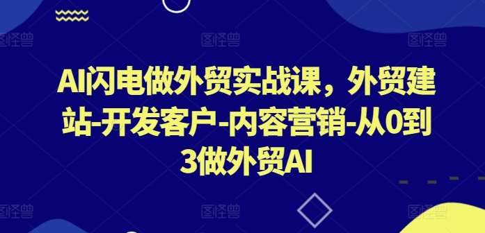 AI闪电做外贸实战课，​外贸建站-开发客户-内容营销-从0到3做外贸AI-靠谱项目库