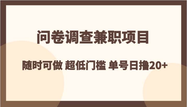 问卷调查兼职项目,随时可做 超低门槛 单号日撸20+-靠谱项目库