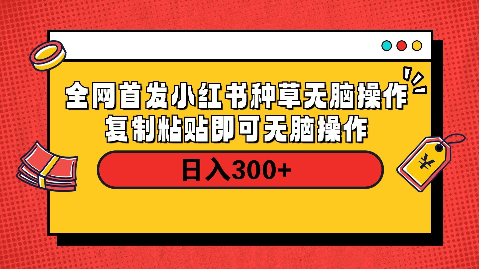 全网首发 小红书种草无脑操作复制黏贴即可 轻松日入300+-靠谱项目库