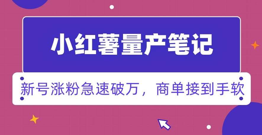 小红书量产笔记，一分种一条笔记，新号涨粉急速破万，新黑马赛道，商单接到手软【揭秘】-靠谱项目库