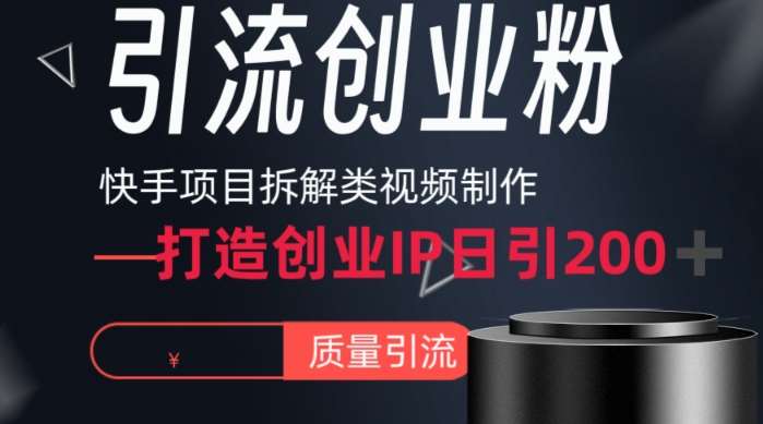 快手项目拆解类视频详细制作流程打造个人IP，单日引流200+高质量创业粉【揭秘】-靠谱项目库