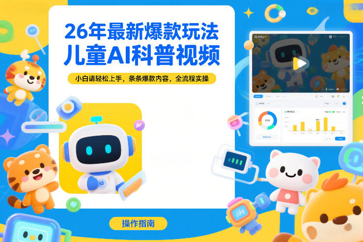 26年最新爆款玩法,儿童AI科普视频,小白请轻松上手,条条爆款内容,全流程实操-靠谱项目库
