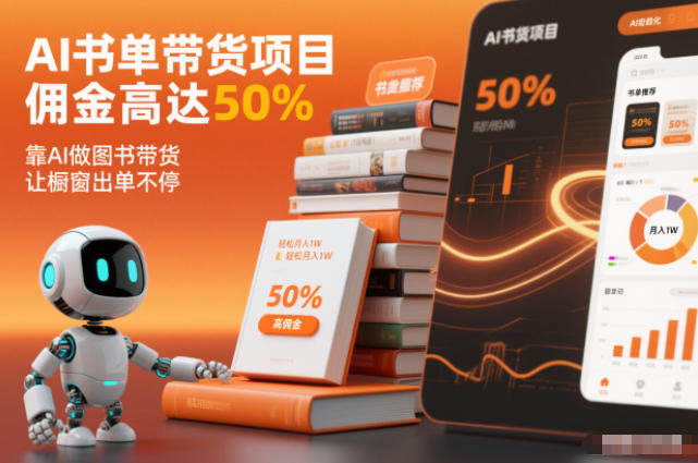 AI书单带货项目，佣金高达50%，靠AI做图书带货，让橱窗出单不停，轻松月入1W-靠谱项目库