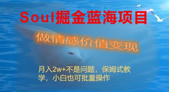 （8531期）Soul掘金蓝海项目细分赛道，做情感价值变现，月入2w+不是问题-靠谱项目库