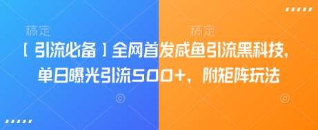 【引流必备】全网首发咸鱼引流黑科技，单日曝光引流500+，附矩阵玩法【揭秘】-靠谱项目库