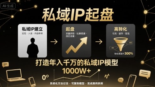 私域IP起盘，私域ip建立、起盘、高转化，打造年入千万的私域ip模型-靠谱项目库