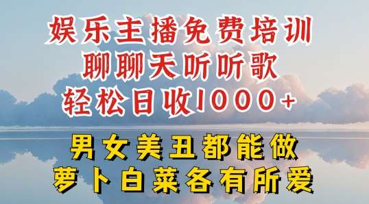 娱乐主播免费培训聊聊天听听歌轻松日收1K+，男女美丑都能做萝卜白菜各有所爱【揭秘】-靠谱项目库