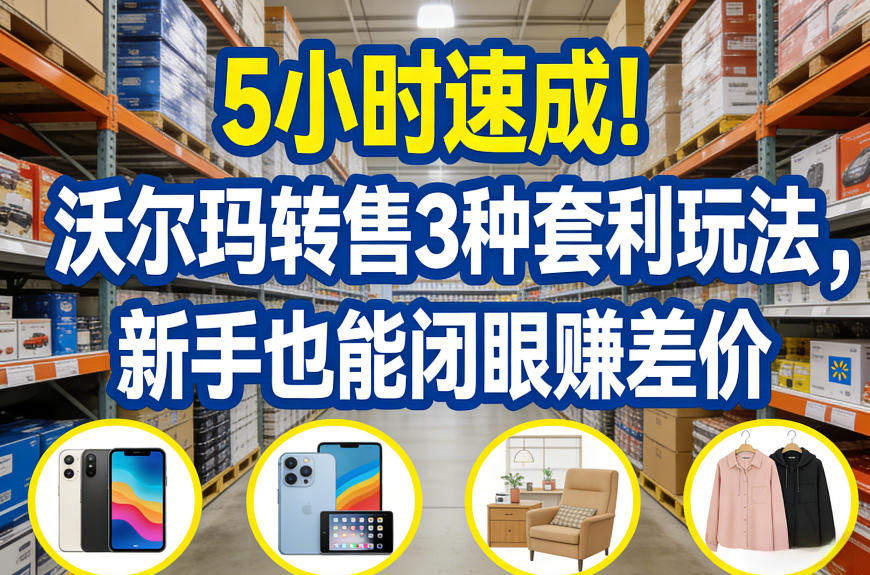5小时速成！沃尔玛转售3种套利玩法，新手也能闭眼賺差价-靠谱项目库