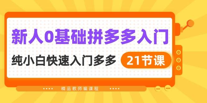 （10299期）新人0基础拼多多入门，​纯小白快速入门多多（21节课）-靠谱项目库