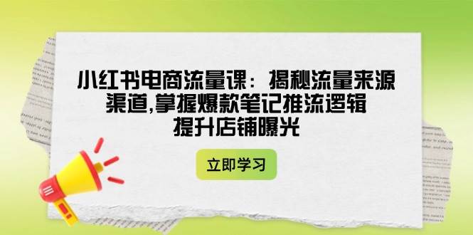 (14318期)小红书电商流量课:揭秘流量来源渠道,掌握爆款笔记推流逻辑,提升店铺曝光-靠谱项目库