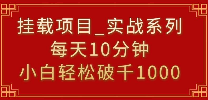 挂载项目，小白轻松破1000，每天10分钟，实战系列保姆级教程【揭秘】-靠谱项目库