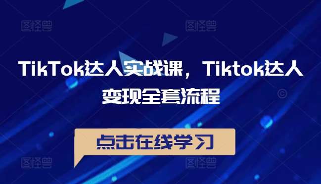 TikTok达人实战课，Tiktok达人变现全套流程-靠谱项目库
