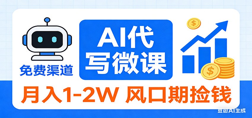 2026告别打工!AI 代写微课,提供免费渠道,月入 1-2W 风口期捡钱-靠谱项目库