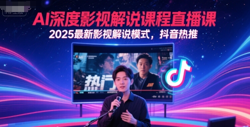 AI深度影视解说课程直播课,2025最新影视解说模式,抖音热推-靠谱项目库