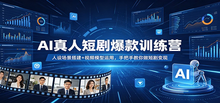 AI真人短剧爆款训练营:人设场景搭建+视频模型运用,手把手教你做短剧变现-靠谱项目库