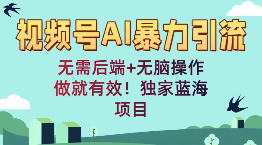 视频号AI暴力引流：无需后端+无脑操作，做就有效！独家蓝海项目-靠谱项目库