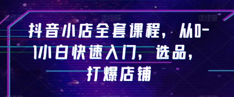 抖音小店全套课程，从0-1小白快速入门，选品，打爆店铺-靠谱项目库