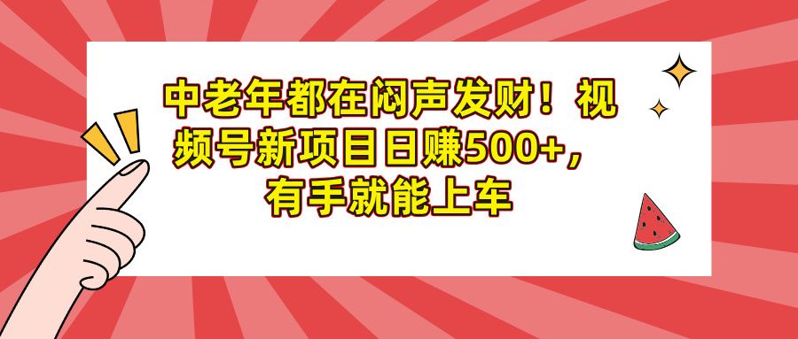 中老年都在闷声发财!视频号新项目日赚500+,有手就能上车-靠谱项目库