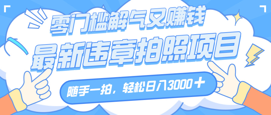 解气又赚钱的项目,随手一拍,轻松收入3000+,最新违章拍照赚钱-靠谱项目库