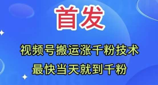 全网首发:视频号无脑搬运涨千粉技术,最快当天到千粉【揭秘】-靠谱项目库