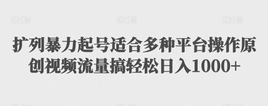 扩列暴力起号适合多种平台操作原创视频流量搞轻松日入1000+【揭秘】-靠谱项目库