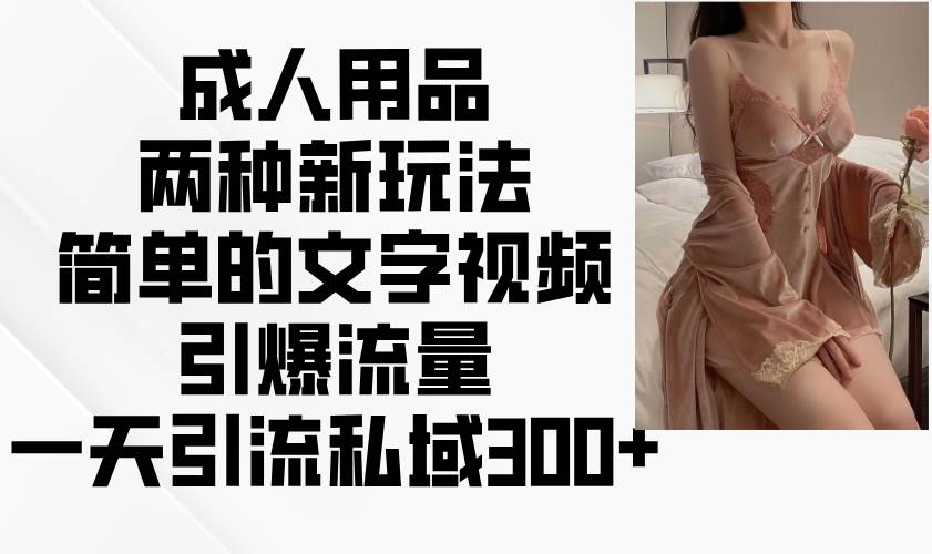 成人用品两种新玩法，简单的文字视频引爆流量，一天引流私域300+-靠谱项目库