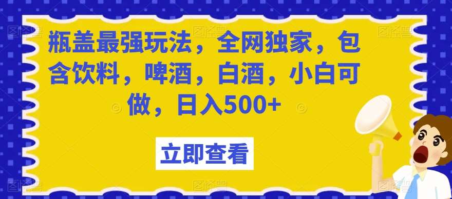 瓶盖最强玩法，全网独家，包含饮料，啤酒，白酒，小白可做，日入500+【揭秘】-靠谱项目库