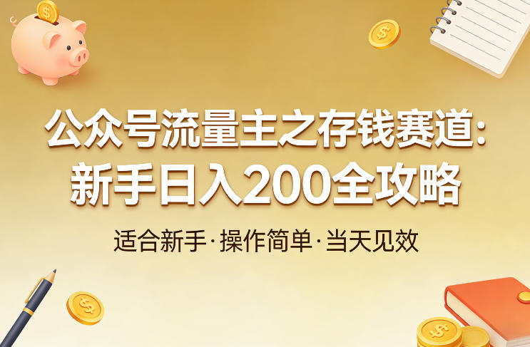 公众号流量主之存钱赛道，贴合当下需求，适合新手，一天收益2张-靠谱项目库