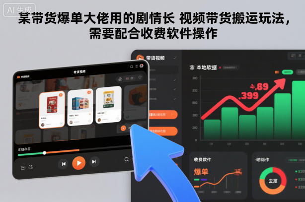 某带货爆单大佬用的剧情长视频带货搬运玩法，需要配合收费软件操作-靠谱项目库
