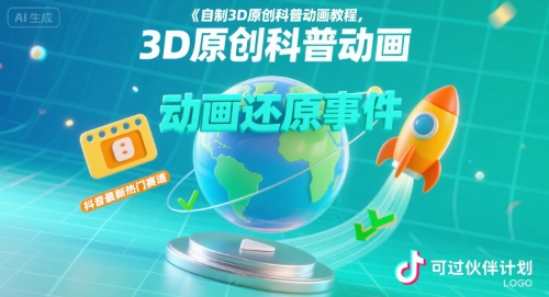 自制3D原创科普动画教程,动画还原事件,抖音最新热门赛道,可过伙伴计划-靠谱项目库