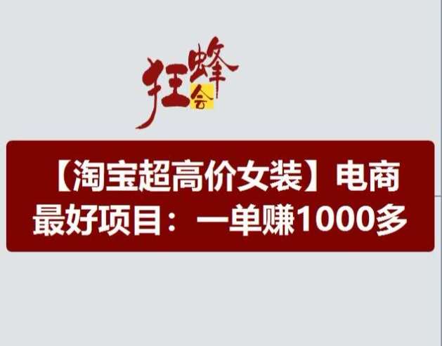 淘宝超高价女装项目，电商最好赛道，一单赚1000多-靠谱项目库
