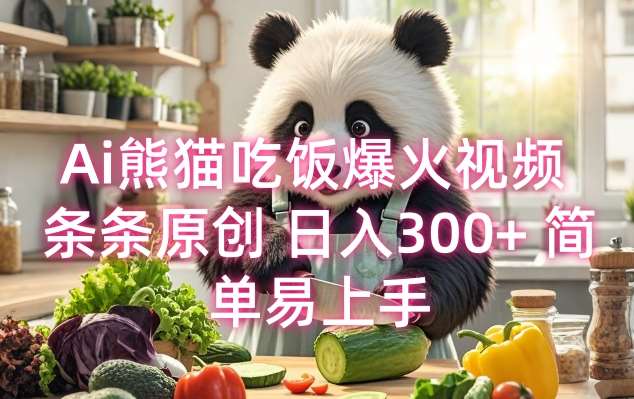 Ai熊猫吃饭爆火视频 条条原创 日入300+ 简单易上手-靠谱项目库