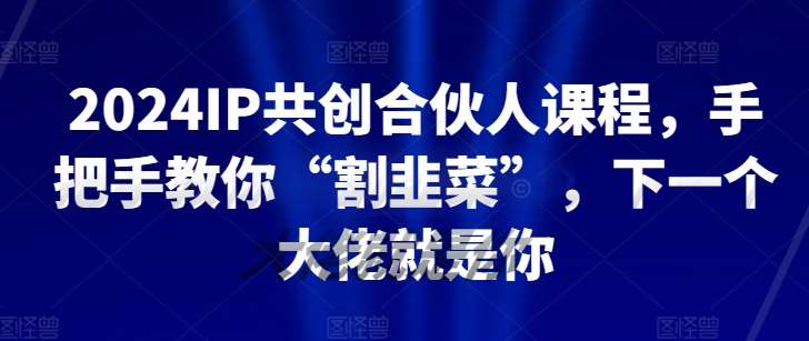 2024IP共创合伙人课程，手把手教你“割韭菜”，下一个大佬就是你-靠谱项目库