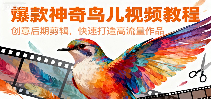 爆款神奇鸟儿视频教程,创意后期剪辑,快速打造高流量作品-靠谱项目库