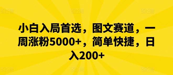 小白入局首选,图文赛道,一周涨粉5000+,简单快捷,日入200+-靠谱项目库