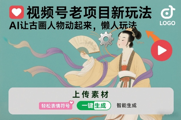 视频号老项目新玩法，AI让古画人物动起来，懒人玩法，附详细教程-靠谱项目库