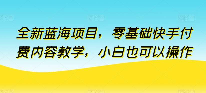 全新蓝海项目，零基础快手付费内容教学，小白也可以操作【揭秘】-靠谱项目库