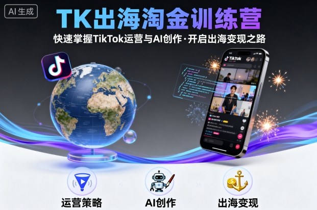 TK出海淘金训练营，助你快速掌握TikTok运营与AI创作，开启出海变现之路-靠谱项目库