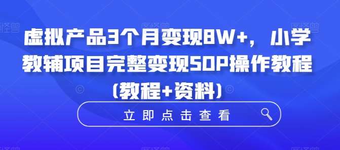 虚拟产品3个月变现8W+，小学教辅项目完整变现SOP操作教程(教程+资料)-靠谱项目库