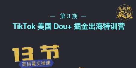 TikTok美国Dou+掘金出海特训营，美国dou+成功投放95%-靠谱项目库