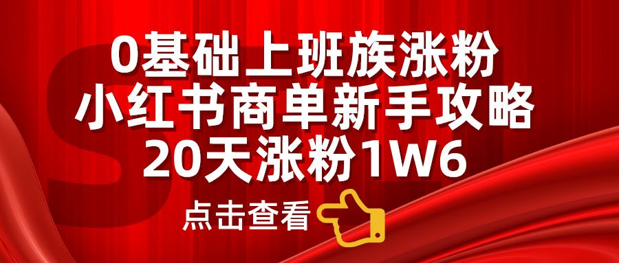 0基础上班族涨粉,小红书商单新手攻略,20天涨粉1.6w-靠谱项目库