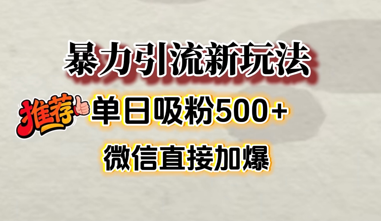 微信加爆的引流超级方法，单日吸粉500➕-靠谱项目库